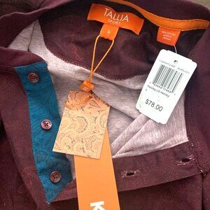 New Men’s TALLIA Sport Top 100% Cotton Burgundy W/ Subtle Paisley NWT $78 Sz L